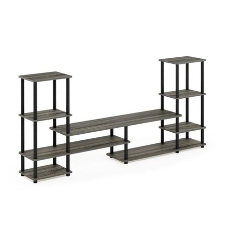 Furinno Furinno 14146GYW-BK Turn-N-Tube Grand Entertainment Center; French Oak Grey & Black 14146GYW/BK